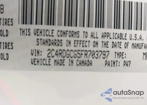 2015 Dodge Grand Caravan Sxt Plus из США, поврежденный, VIN 2C4RDGCG5FR703797